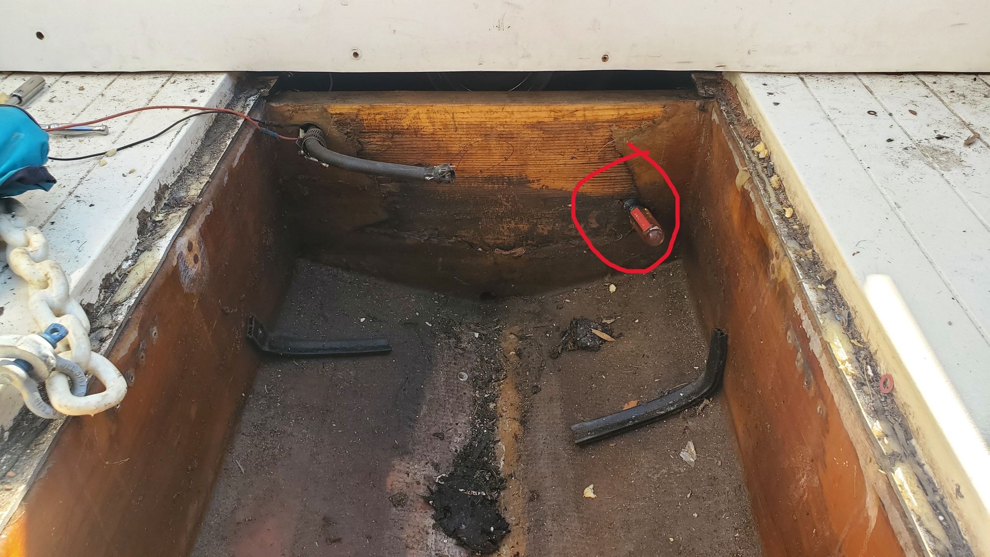 Screw driver punched through rotted wood