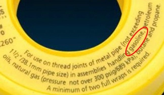 Yellow Gas Line Teflon Tape