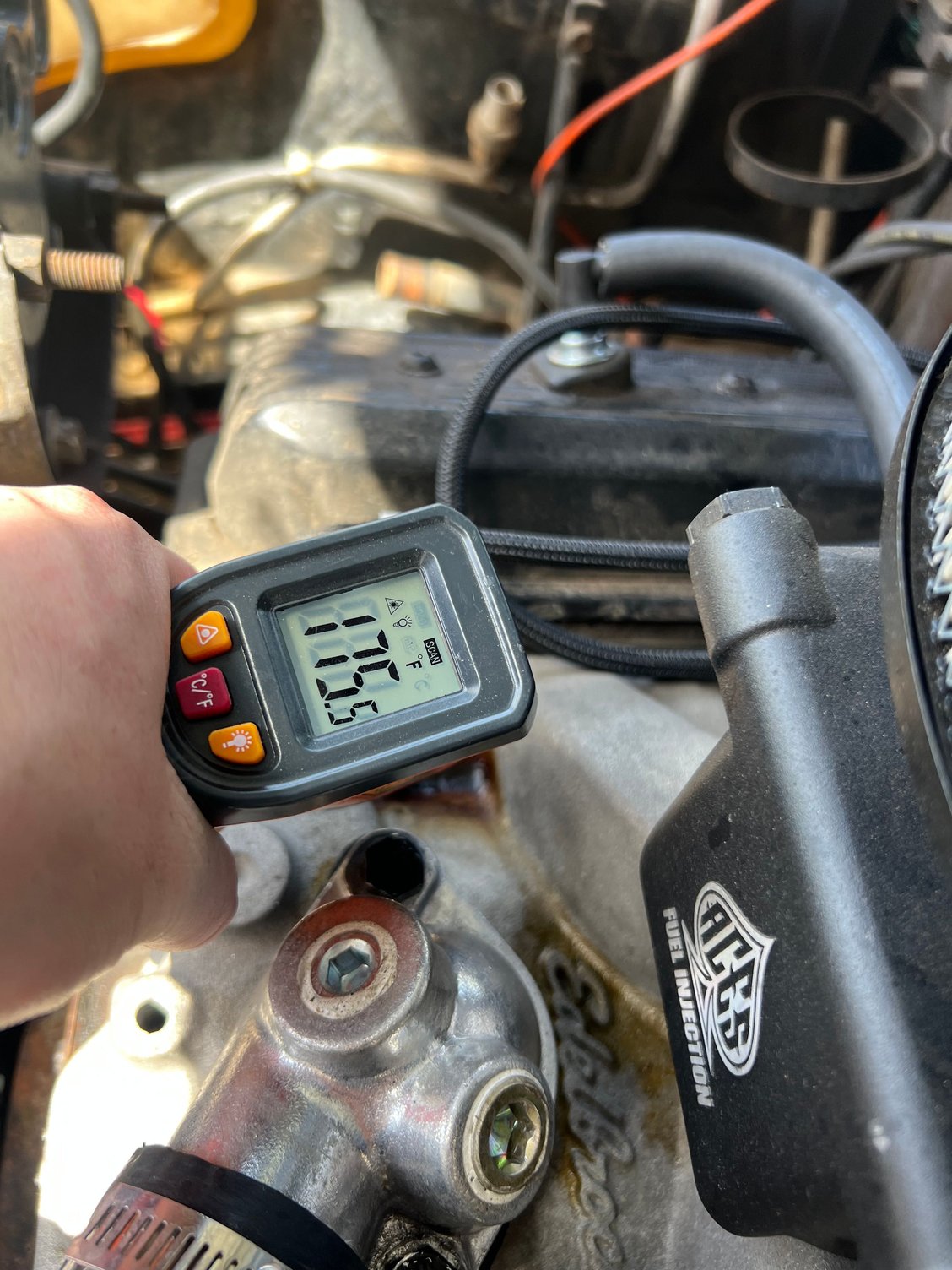 175~ read at the temp sensor. 185 in the digital gauge