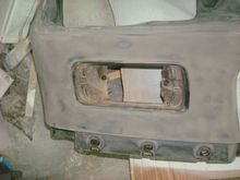 Passenger side park lamp pocket before cutting.