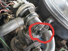 The hose got so hot it melted this sensor. I dont know what part its called but its connected to a metal hose that goes to the smog pump and 2 metal hoses come out on each side but idk where they go. I cut off the smog pump belt and put a bypass hose to the plastic piece on the air breather but it got so hot it melted it and i noticed the gas pedal was sticking a bit so I disconnected the wire in that part. The exhaust was loud but now its quiet and i can hear it rattling. Its still hesitating a