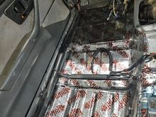 Driver side floor with sound deadener. 