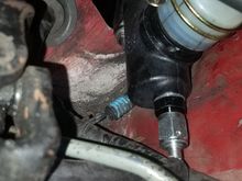 Clearance with the brake booster, plus the angle of the barb fitting I ended up settling on.