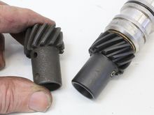 A melonized distributor gear at first will appear like any normal iron gear. But if you look closely, the melonized gear (left) offers a mottled appearance on the collar while a standard iron gear is smooth (right). (Image/Jeff Smith) "I believe that is a MSD Pro Billet distributor on the right. It has a fully machined billet aluminum housing with O-ring sealing grooves machined into the lower part of the housing."