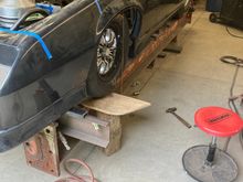 Trying to size my wheels with a mock up wheel from a friends car