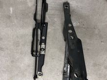 The modified hinge on the left