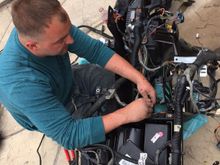 My buddy john fitting the harness to the dash