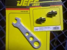 Jegs Performance -6AN trans case cooler line fittings and a -6AN wrench