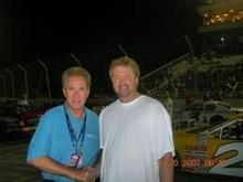 DW and I. (ps- I look fat in this pic- shirt blowing in the wind. Makes me look like I have a gut, I do not) I was a fuel man this day for Wall Racing on a West series NASCAR pitstop.