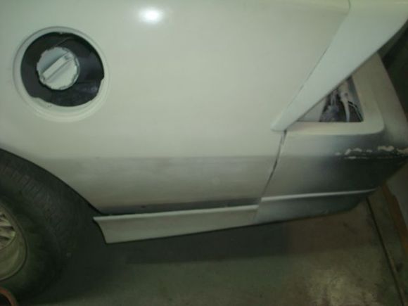 Driver lower ground effect just sitting loose. I still have to strip and epoxy the rear bumper cover plus make repairs on the passenger side.