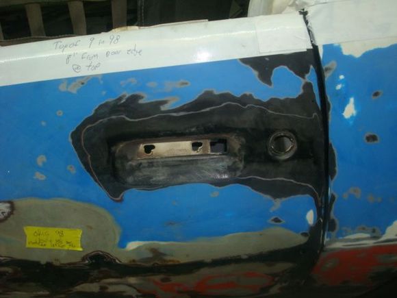 Door handle, lock and mirror removed driver side.