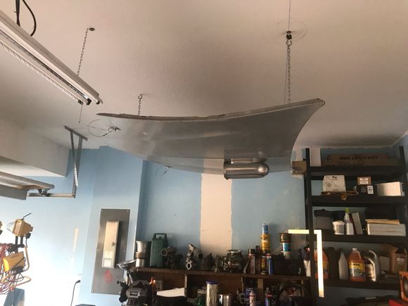 Stock 82 hood makes good garage storage