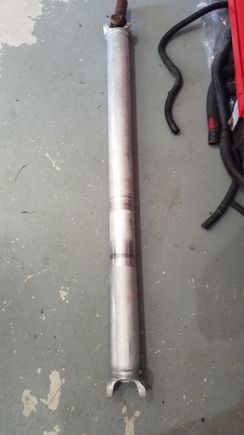 Here is the driveshaft after picking it up.  Must have been left outside for awhile.  Yoke was all rusted and the aluminum surface was extremely dull.