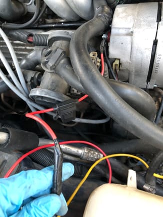 Yellow wire from connector running to alternator 
