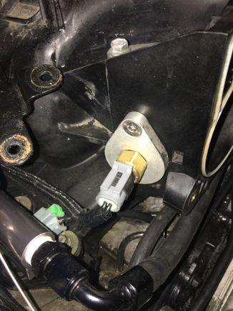 EGR block off plate with IAT sensor installed.