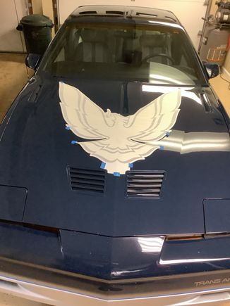 Positioning the Firebird decal.