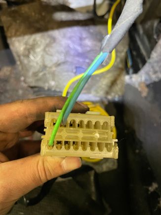 The ECM contact with the blue and green wire coming from the vacuum switch thing and the switch inside the car (see drawing)