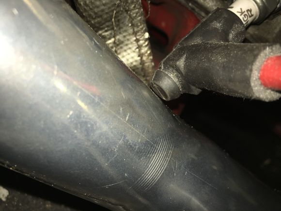 Spark plug #3 installed w/ plug boot. Tight clearance.
