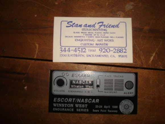 Nos Scca dash plaque from the 88 Sears Point race that was its first time out and first win. These were originally given to all the race entries.