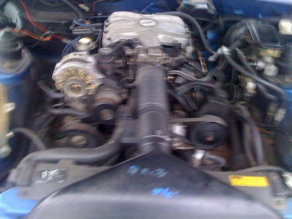 The big beast, the 2.8 MPI V6 with a hole in the oil pan.
We dont know if the engine is toast or if it just needs a pan but it will be fixed because we have a spare engine.