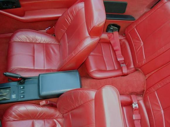 All the interior needed was a good cleaning. The leather is in very nice shape! AND IT'S SCREAMING RED IF YOU HADN'T NOTICED!