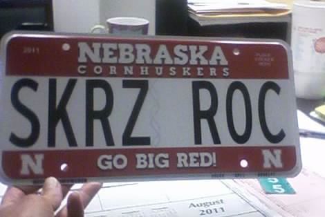 I couldn't stand the new green and yellow plates, so I had to go with customized plates and had to represent my Huskers!