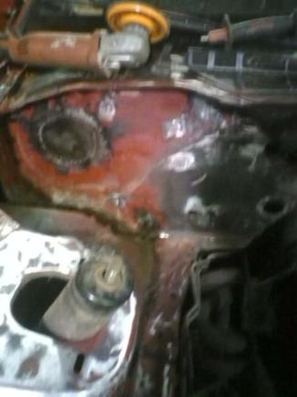 shaving the fire wall where the heater was
