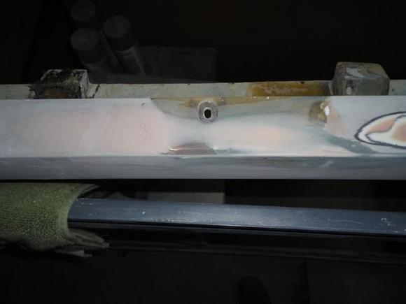Top side view of the driver side gfx after the mounting tab was completed