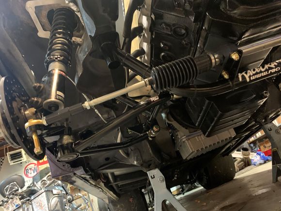 race craft chrome molly k member, spindles, lower control arms , and rack and pinon.