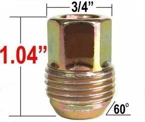 1982 - 2002 Firebird Lug Nut - Gold Cadmium Plated - OE Style GM 12mm 1.50 Type Lug Nut with External Threads