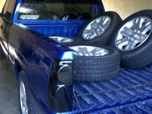 My father in laws stock rims for his Sierra