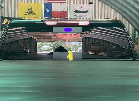 Purple location for rear camera on outside of rear glass