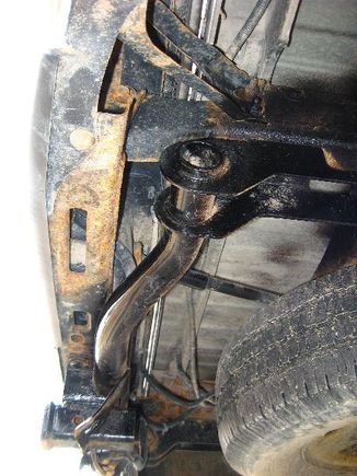 Looking up at trailer hitch
