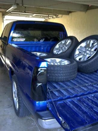 My father in laws stock rims for his Sierra