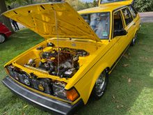 Radical M&M themed Corolla. Valve cover looked like woodgrain.