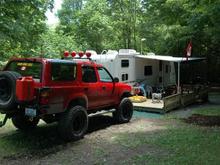 At the campsite.