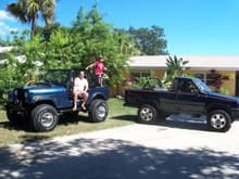 our jeep and my truck before a beach tirp