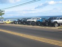 old truck cruz. my white 85 extra cab and yellow 80 2wd with 18inch volks