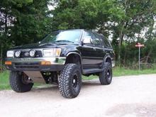 For graduation I got a 4'' suspension lift with a set of simulated bead lock rims wrapped in 35'' tires.