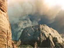 a Zion Natl pk forest fire.  Take from the top of Angels looking north at Observation Point.