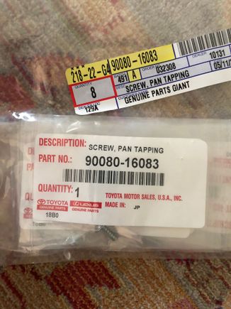 Entry scuff guard screws 