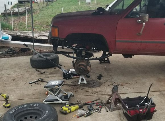 New front springs and track bar bracket extension in