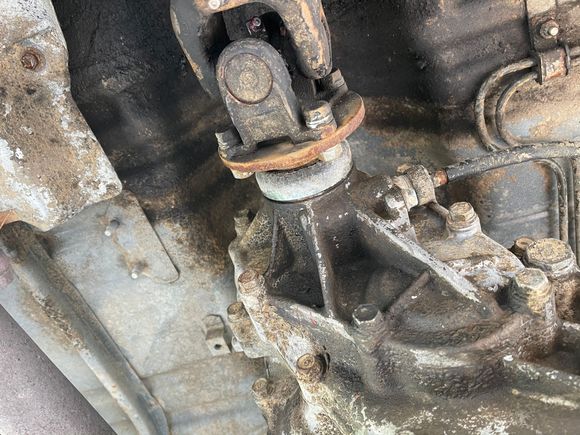 Underside is a combination of factory rustproofing, dirt and leaking gear oil. This is after degreasing.