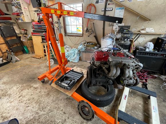 I bought this engine crane off a coworker who was making wine in his basement. He was using it to move casks. He gave up on winemaking.