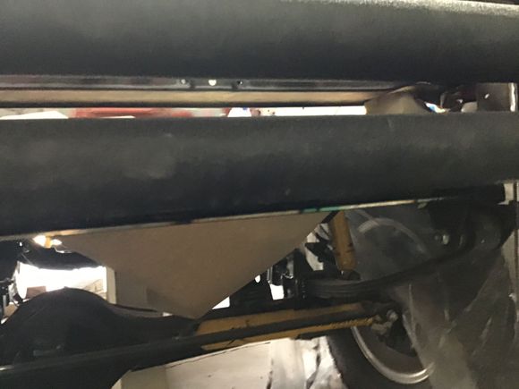 Front view of the bumper on the bracket. The bottom of the bracket is barely visible thanks to the shiny cut edge just beneath the bottom tube. The truck’s too close to the front wall of the shop to get a good front photo right now. 