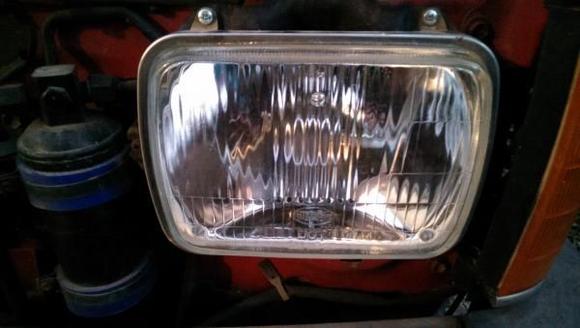 Closeup of H4 conversion headlights for my 89 4runner, purchased for $20 off ebay with the h4 bulbs!