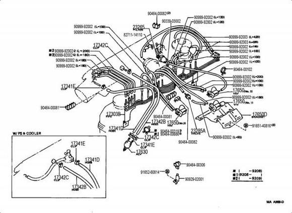 1989 Toyota 4Runner and pickup truck 22RE 2.4L Vacuum Hose routing diagram.