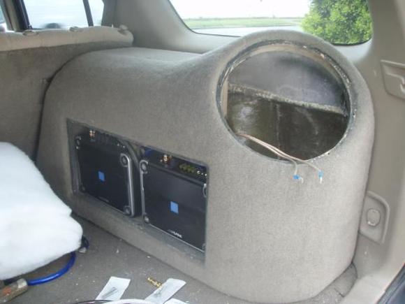 carpeted installed and amps mounted