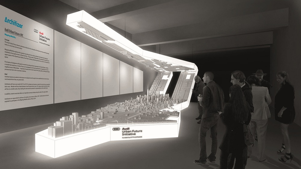 Audi Urban Future: Project New York, rendering of the exhibit at the Openhouse Gallery, New York