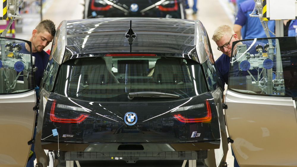 2014 BMW i3 electric cars on the assembly line in Leipzig, Germany